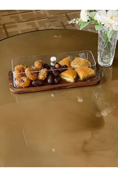 Generic Oval wooden serving dish with a transparent acrylic lid