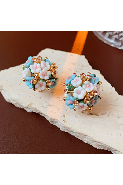 Choice HE15200-2 Pink Rhinestone Ceramic Flower Ball New in Stud Earrings for...