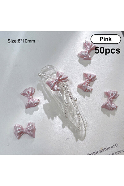 Choice مجموعة من 50 قطعة من زينة الأظافر ثلاثية الأبعاد اللؤلؤية باللون الورد...