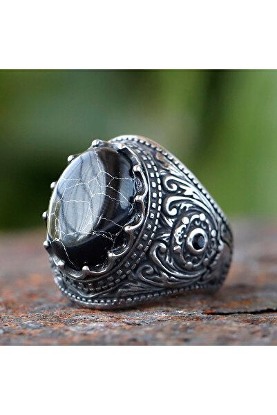 Choice 13 خاتمًا عتيقًا مصنوعًا يدويًا من الزركون الأسود التركي، بتصميم كلاسي...