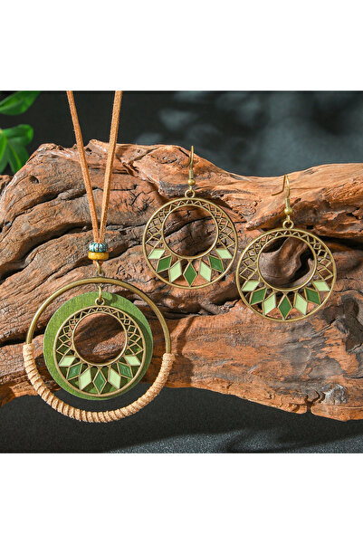Choice X25110501 3pcs Vintage Boho Jewelry Set Pendant Necklace Dangle Earrin...