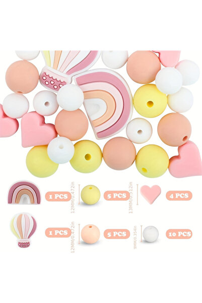 Choice1 1 26 قطعة من خرز السيليكون المستدير بألوان مختلطة، خرز قوس قزح بالوني...