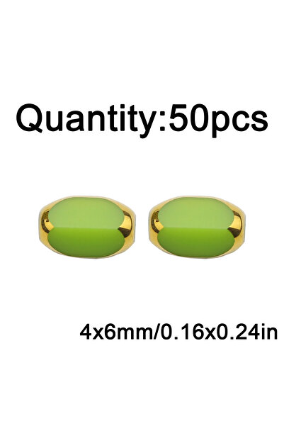 choice2 50pcs Style2-4x6mm Green Plating Gold Crystal Glass Oval Briolette Lo...