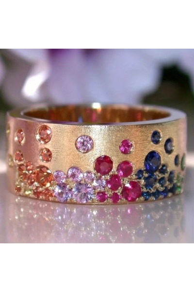 Choice 10 Golden Luxurious Wide Face Copper Material Inlaid with Multi-color ...