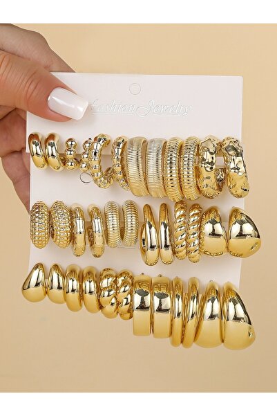 Choice 066 6-18pairs Fashionable Glossy Gold Spray-Coated ABS Earrings,Skin-F...