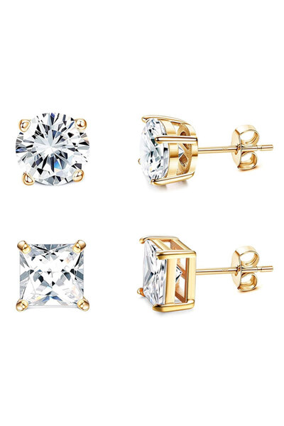 Choice DM56-type6 4 pair Stud Earrings for Women Men 18K Gold Plated Hypoalle...