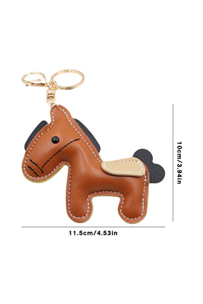 Choice Brown Leather Horse Keychain Horse Shape Pendant for Bag PU Leather Ke...