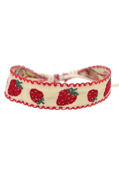 Choice A 1pcs Boho Strawberry Flower Embroidered Bracelet for Kids Handmade B...