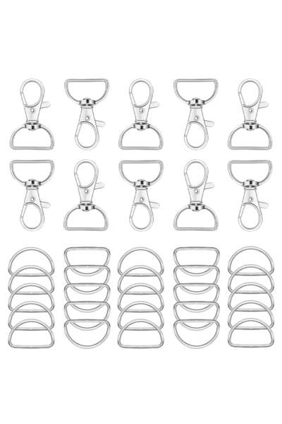 Choice ١٥ مجموعة فضية ١٥/٢٥/٣٥/٥٠ مجموعة من حلقات المفاتيح على شكل حرف D مع خ...