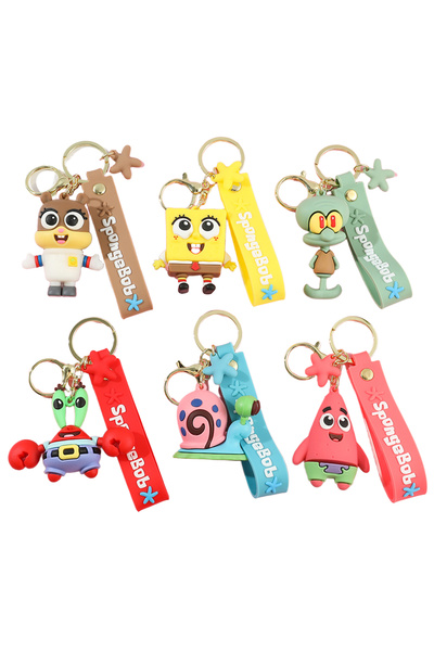 Choice سلسلة مفاتيح أنمي سبونج بوب سكوير بانتس، 6 قطع، 6 سم، تضم باتريك، ستار...