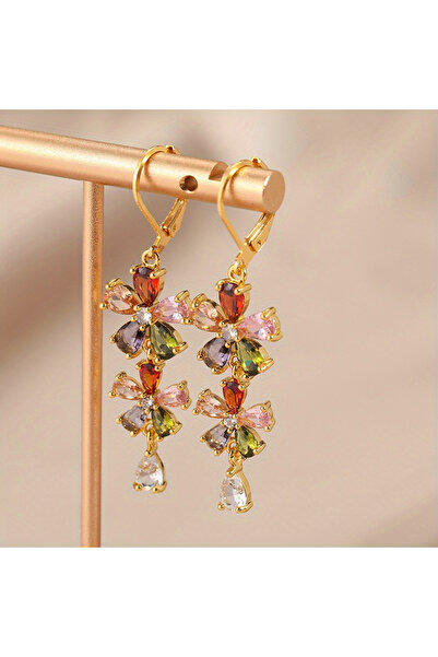 Choice Golden Women's Multi-color Cubic Zirconia Wedding Earrings Luxurious a...