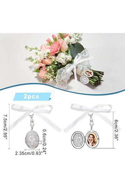 Choice قطعتان من تعليقات باقة الزفاف البيضاوية، مصنوعة من الفولاذ المقاوم للص...