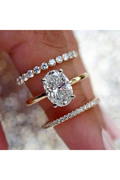 Choice ZF3206-1 7 3 قطع/مجموعة من خواتم الزركون البيضاوية المتلألئة الرائعة، ...