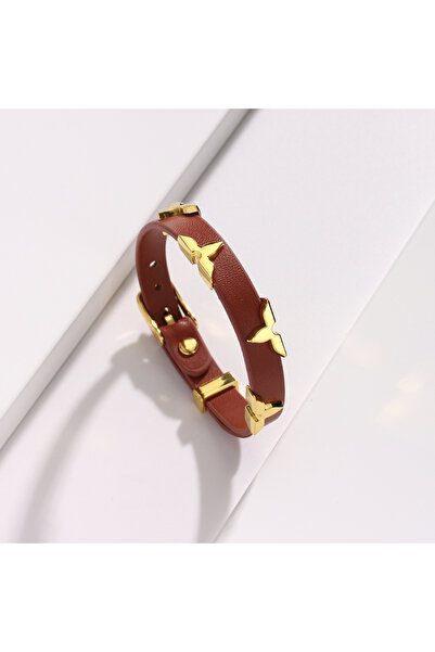 Choice MVF1001-5 Fashion Leather Bracelet for Women Men with Gold Tone Butter...
