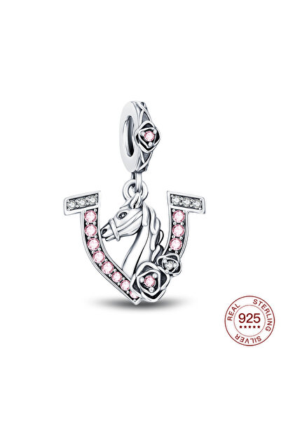 Choice New 925 Sterling Silver Charms Pink Horseshoe Rose Pendants Beads Fit ...