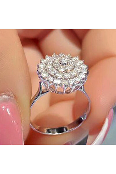 Choice14 خاتم نسائي أنيق من هويتان، بتصميم زهرة فاخر مرصع بأحجار الزركونيا ال...