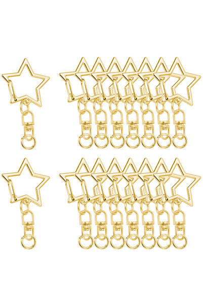 Choice 10PCS gold color 10/30/50Pcs Star-Shaped Spring Snap Keychain Clip wit...