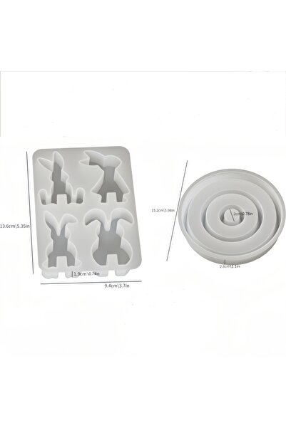 Choice مجموعة واحدة من قطعتين من قوالب السيليكون على شكل أرنب عيد الفصح - 4 أ...