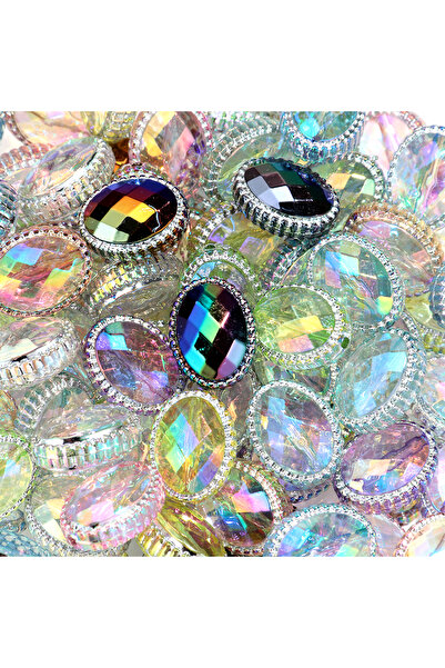 Choice6 15 قطعة من خرز الكريستال البيضاوي المتلألئ بألوان عشوائية، مقاس 16×20...