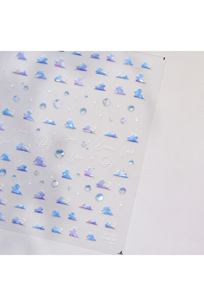 Choice ملصقات أظافر TO4214 خماسية الأبعاد على شكل سحابة باستيل زرقاء رقيقة، ف...