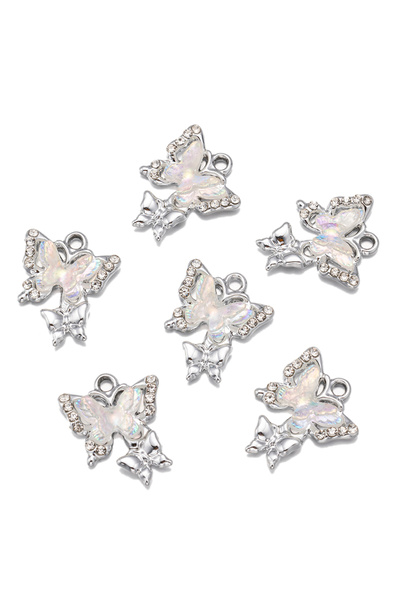 Choice مجموعة من 10 قطع من تعليقات الحيوانات المطلية بالروديوم الأبيض، على شك...