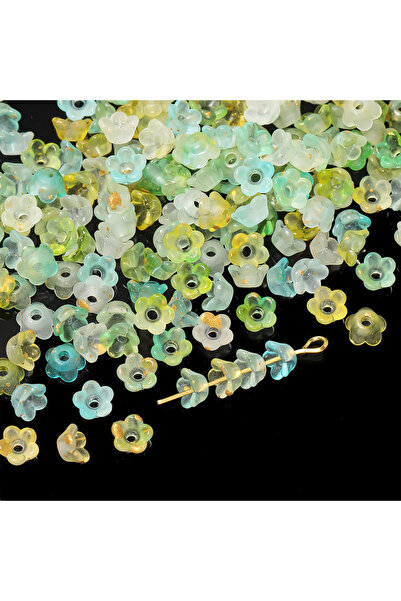 Choice12 Green yellow 300/Lots 4.5*4.5mm Acrylic Lily Flower Beads Colored Sp...