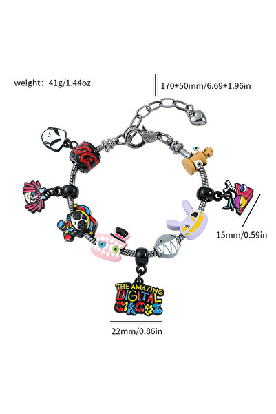 Choice سوار قابل للتعديل بتصميم سيرك رقمي مذهل، مزين بتعليقات من المينا، على ...