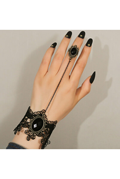 Choice ZT1487 1pc ethnic style women's black gemstone flower Tress finger bra...