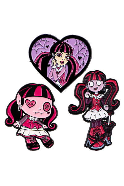 Choice 1 Mix 3pcs/set Manga Girl Enamel Pins Pink and Purple Metal Brooch Bac...