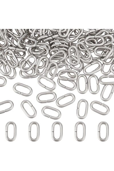 Choice AECH02-19887 About 200Pcs Oval Linking Connector 11x6mm Stainless Stee...