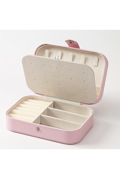 Choice علبة مجوهرات وردية اللون محمولة متعددة الأقسام ببطانة مخملية - منظم مج...