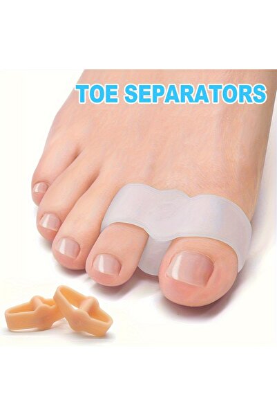 Choice White 2pcs Soft Gel Toe Separators with 2 Loops - Comfortable Silicone...