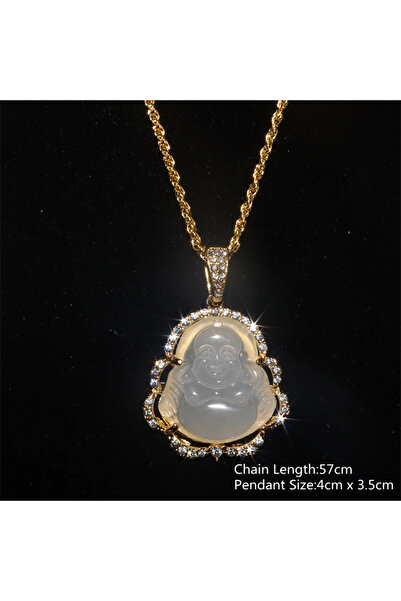 Choice AL2207-White Hip Hop Shiny Natural Stone Maitreya Pendant Buddha Statu...