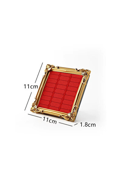 Choice إطار صور عتيق أحمر اللون، صينية عرض مجوهرات، حامل خواتم على الطراز الا...