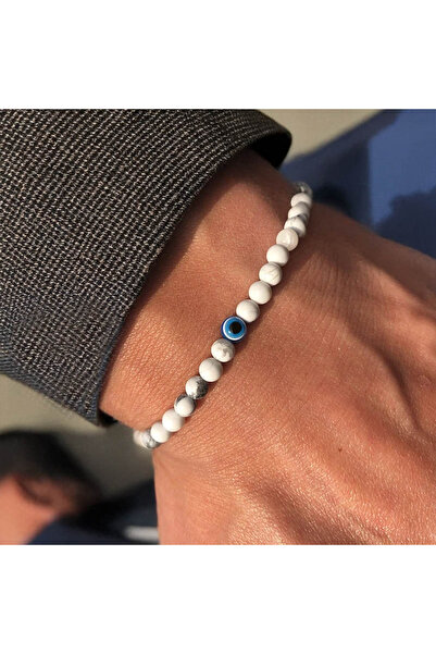 Choice white howlite Trendy Evil Eyes Beads Bracelet Men 4mm Natural Tiger Ey...