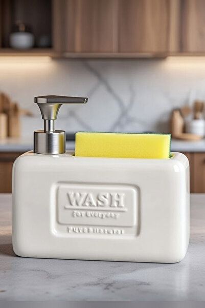 Vivenca Şık ve Fonksiyonel Seramik Süngerlikli Sıvı Sabunluk/Deterjanlık, Kre...