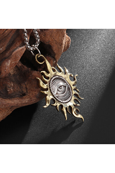 Choice AL20468- قلادة ذهبية بتصميم قوطي عتيق، إله الشمس، مع تعليقة عين ترى كل...