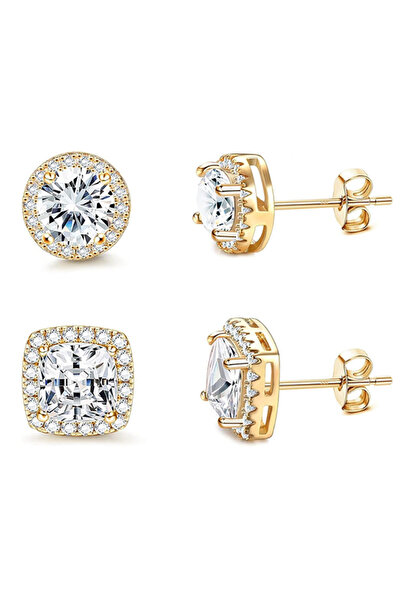 Choice DM56-type5 4 pair Stud Earrings for Women Men 18K Gold Plated Hypoalle...