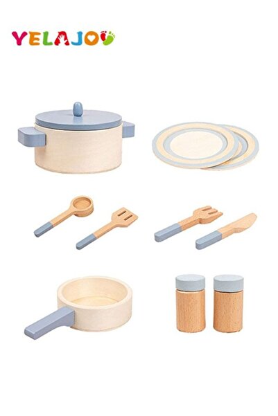 Arabest 10 Pcs Pretend Play Kitchen Toys - Play Kitchen Accessories Set | Woo...