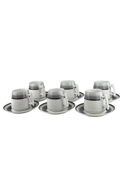 Generic Porcelain Coffee Cups with Geometric Pattern – 6 Pieces
