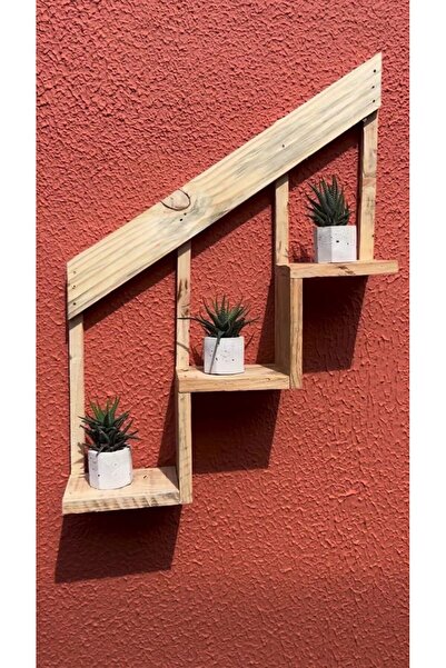 ABAS Ahşap duvar rafı, saksılık