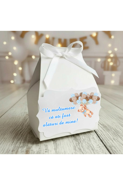 Invitatii Originale Marturii botez cutiii cosulet ALB -Set 30 buc