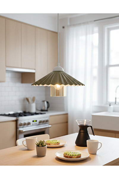 Decodelight Beyaz Eskitme Endüstriyel Metal Pileli Model 30 cm Camlı Hol mutf...