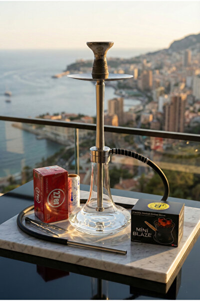 gökkuşağı nargile % 100 Paslanmaz Çelik Büyük Boy Nargile Seti (Tamamen Set Ş...