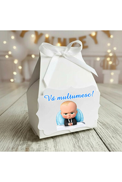 Invitatii Originale Marturii botez cutiii cosulet ALBE -Set 30 buc