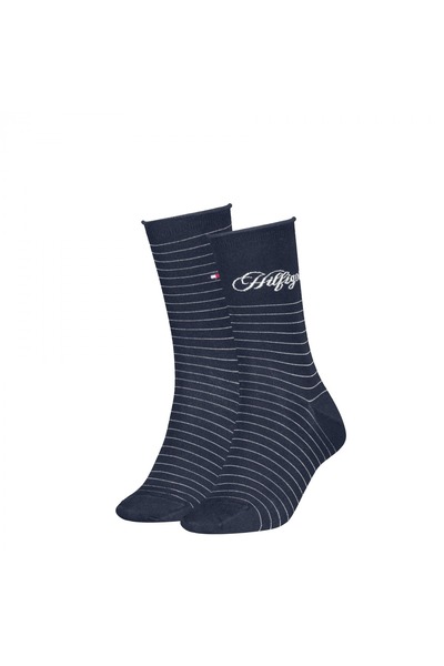 Tommy Hilfiger TH WOMEN SOCK 2P HILFIGER STRIPE Kadın Beyaz Çorap - S701236455