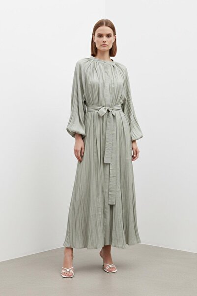 Puane Rochie de damă cu guler cu pliuri și curea - 12618ELB - MINT