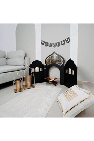 Generica ركن الصلاة شكل مسجد لون أسود وذهبي القياس للقطع الكبير 90x55 سم الصغ...