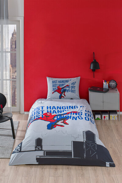 Özdilek Spiderman Blue Web Single Licensed Elasticated Children's Duvet Cover...