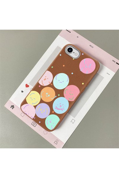 CASEVIBE Silicone Phone Case with Leather Texture and Funny Smiley Face Patte...